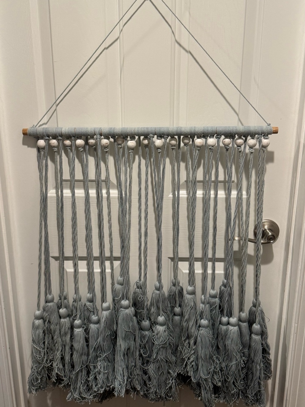 Handcrafted Gray Tassel Macrame Wall Hanging